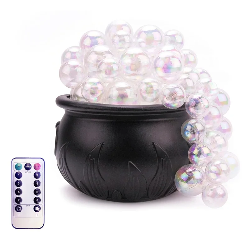 Caldero de Bruja Tamaño L con 8 Modos de Iluminación, Olla Burbujeante Realista para Decoración de Halloween con Mando a Distancia