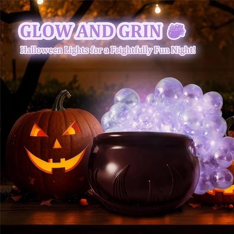 Caldero de Bruja Tamaño L con 8 Modos de Iluminación, Olla Burbujeante Realista para Decoración de Halloween con Mando a Distancia