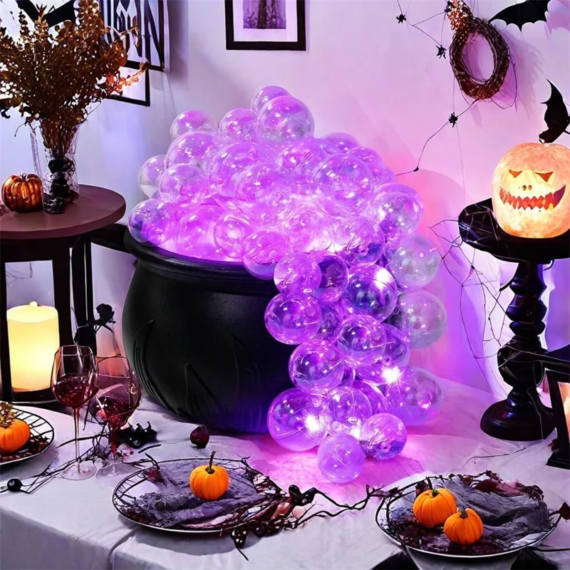 Caldero de Bruja Tamaño L con 8 Modos de Iluminación, Olla Burbujeante Realista para Decoración de Halloween con Mando a Distancia