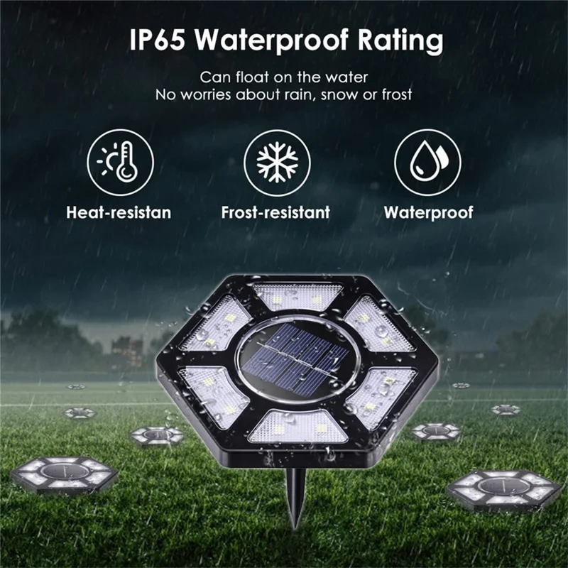 4Pcs Outdoor 12 LEDs Solar Powered Ground Light Waterproof Garden Pathway Landscape Lamp - White Light