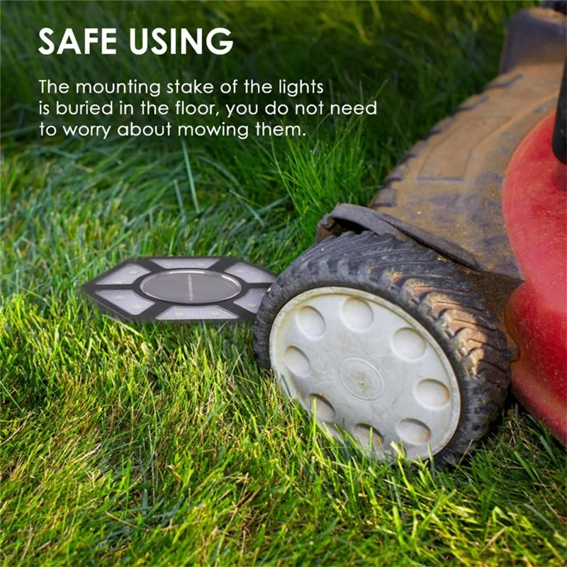 4Pcs Outdoor 12 LEDs Solar Powered Ground Light Waterproof Garden Pathway Landscape Lamp - White Light
