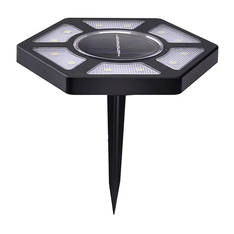 4Pcs Outdoor 12 LEDs Solar Powered Ground Light Waterproof Garden Pathway Landscape Lamp - White Light