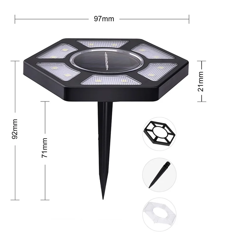 4Pcs Outdoor 12 LEDs Solar Powered Ground Light Waterproof Garden Pathway Landscape Lamp - White Light