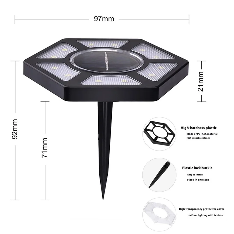 12 LEDs Outdoor Waterproof Solar Powered Ground Light for Garden Pathway Lawn Landscape Lamp - White Light