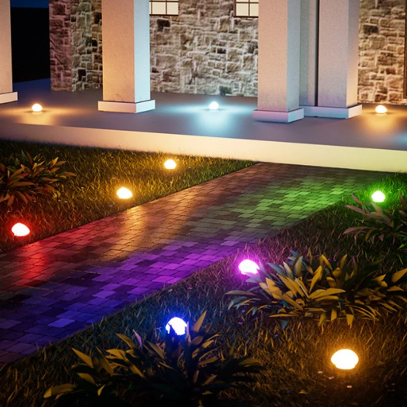 RGB Lawn Lamp Pebble Shape Solar Powered Garden Light Outdoor Waterproof Pathway Light