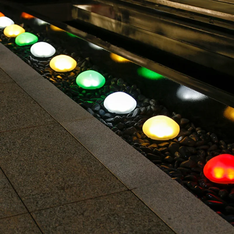 RGB Lawn Lamp Pebble Shape Solar Powered Garden Light Outdoor Waterproof Pathway Light