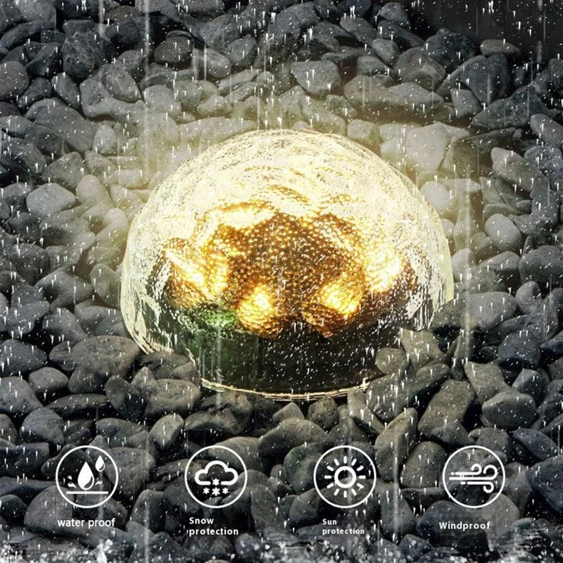 Glass Globe Solar Powered Outdoor Garden Stake Light Waterproof Decorative Lawn Ground Lamp