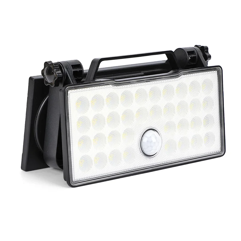 Projecteur solaire portable Camping Travail Lumière Pliable Rotative Détecteur de mouvement Lampe murale - Lumière blanche 5000K
