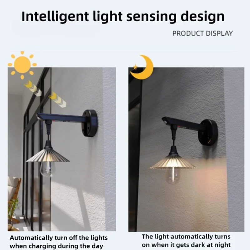 Lâmpada Solar com Sensor de Movimento para Parede, Jardim Externo, Luz Solar Impermeável para Quintal, Suporte para Carregamento USB