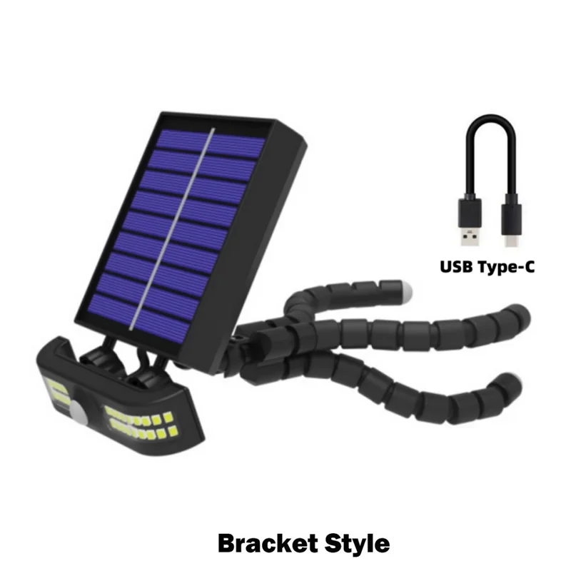 Luz Solar TJ-105 com Tripé de Polvo 40 LED Sensor de Movimento Lâmpada Solar de Jardim, Suporte para Carregamento USB