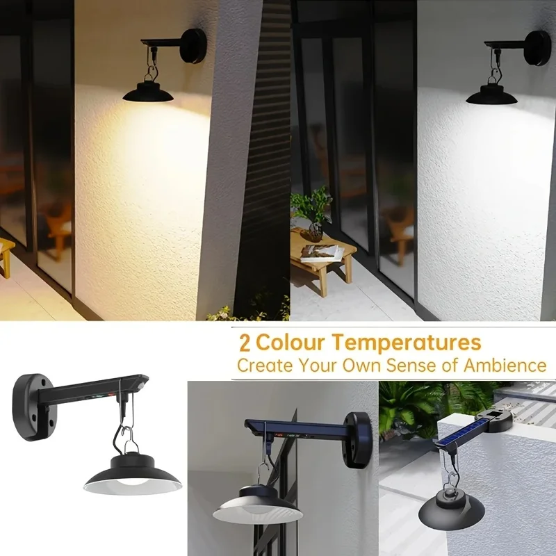 Outdoor Solar Pendant Light Motion Sensor USB Rechargeable Waterproof Garden Yard LED Lamp - White Light