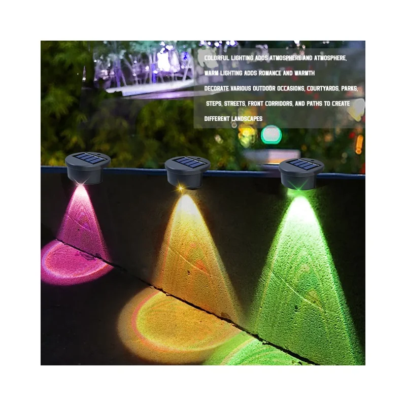 4Pcs Solar Step Lights Outdoor Garden Stair Lamps Waterproof Decorative Lighting for Pathway Patio Deck - White Light