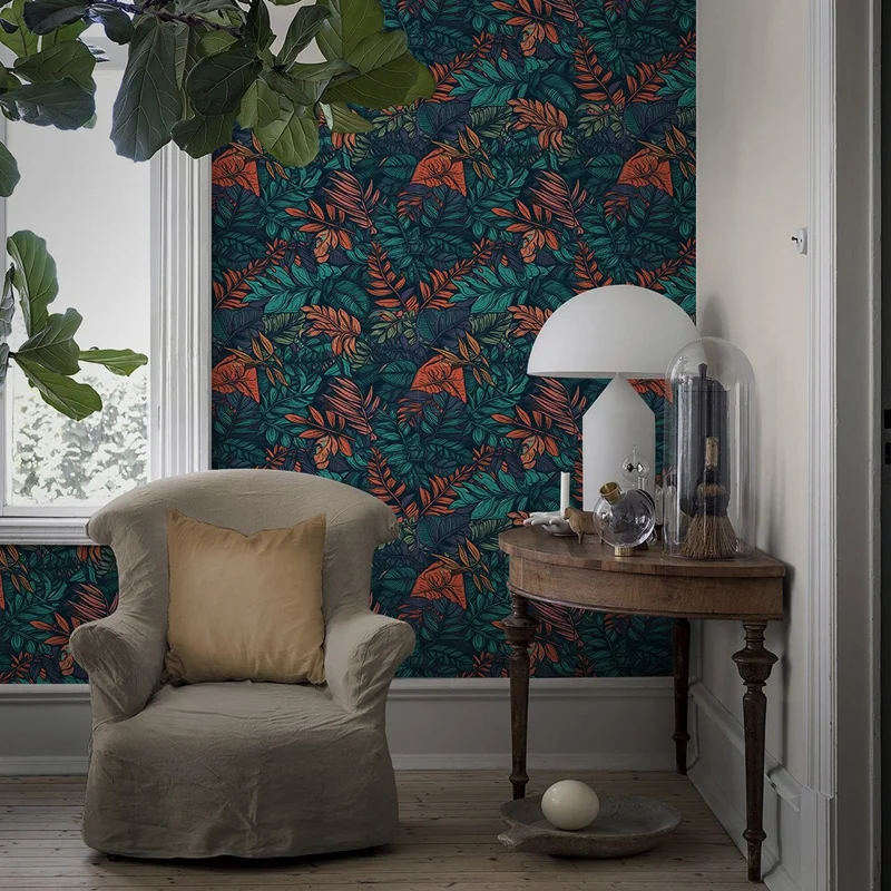 45 x 300cm Tropical Plant Self Adhesive Wallpaper Gift for Living Room Bedroom European Style Waterproof Wall Sticker - QT31