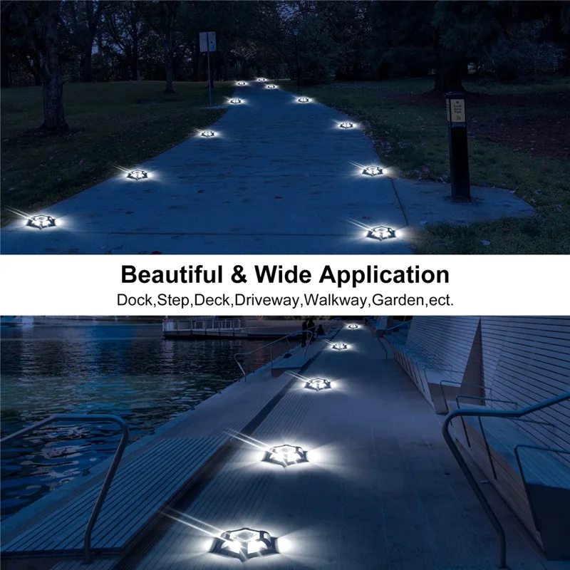 TS-G7008 4Pcs Solar Ground Lights for Lawn Stairs Pathway Deck Waterproof Outdoor Landscape Lamp - Black Shell+White Light