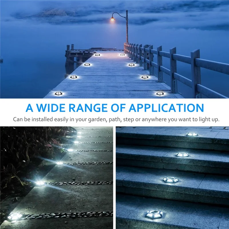TS-G7008 4Pcs Solar Ground Lights for Lawn Stairs Pathway Deck Waterproof Outdoor Landscape Lamp - Black Shell+White Light