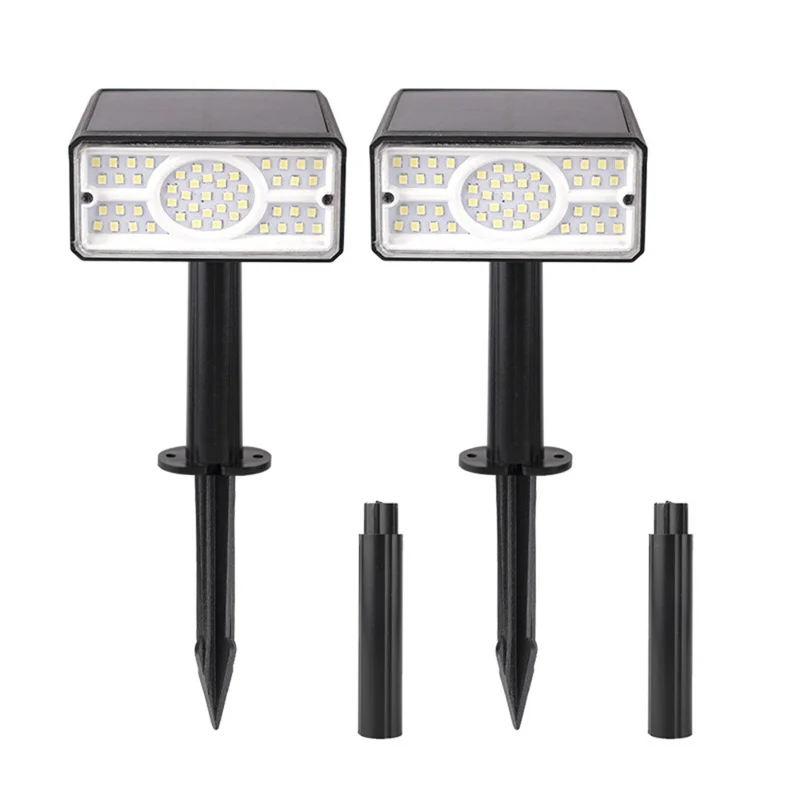 TS-G2206 2Pcs 49-LED Solar Powered Lawn Lamp 90 Degree Adjustable Head Waterproof Outdoor Landscape Spotlight - White Light