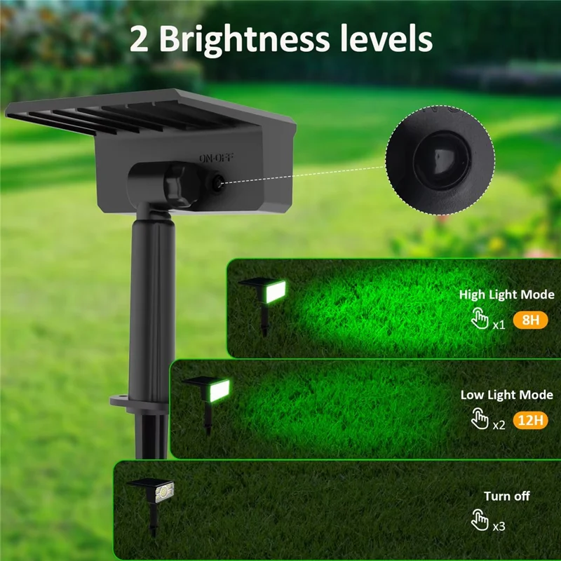 TS-G2206 2Pcs 49-LED Solar Powered Lawn Lamp 90 Degree Adjustable Head Waterproof Outdoor Landscape Spotlight - White Light