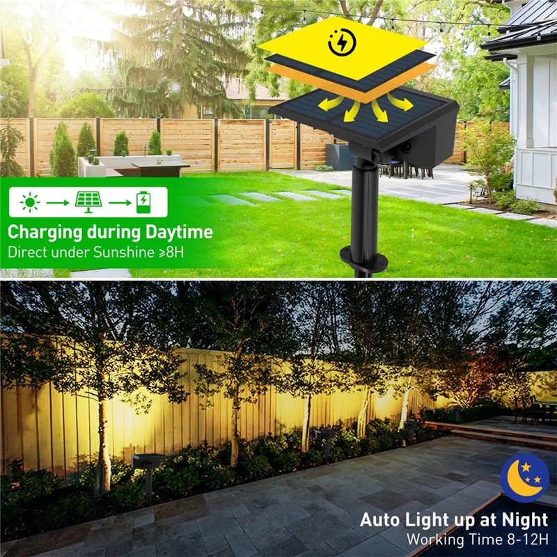 TS-G2206 2Pcs 49-LED Solar Powered Lawn Lamp 90 Degree Adjustable Head Waterproof Outdoor Landscape Spotlight - White Light