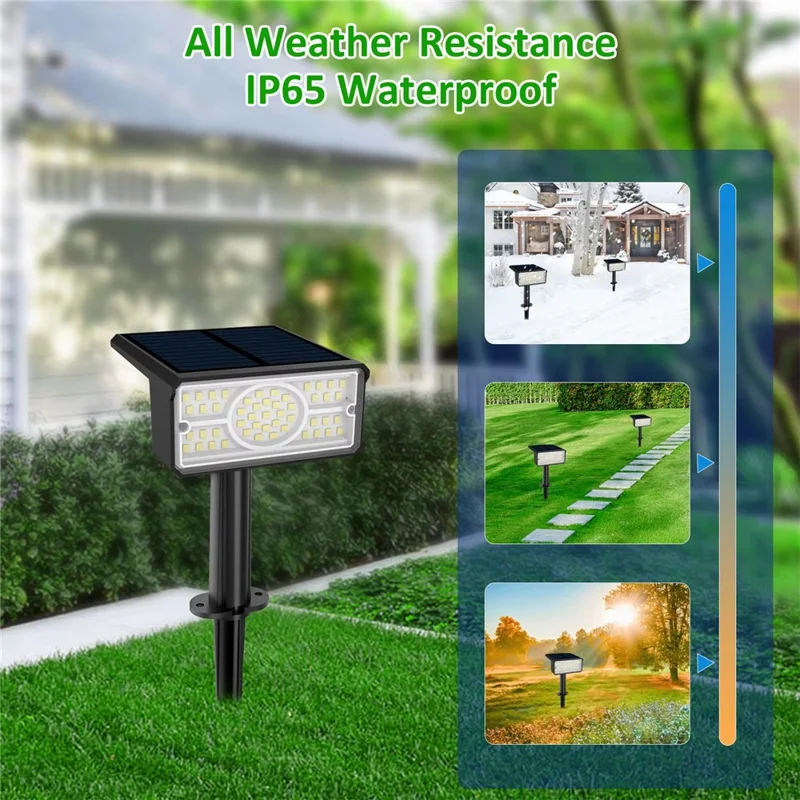 TS-G2206 2Pcs 49-LED Solar Powered Lawn Lamp 90 Degree Adjustable Head Waterproof Outdoor Landscape Spotlight - White Light