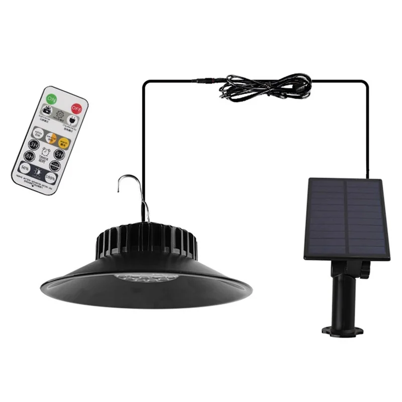 TS-S4401 Waterproof Solar Pendant Light for Outdoor Patio 3 Color Temperatures Garage Lamp with Remote Control