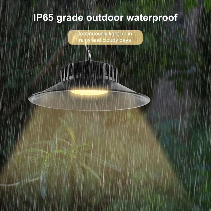 TS-S4401 Waterproof Solar Pendant Light for Outdoor Patio 3 Color Temperatures Garage Lamp with Remote Control