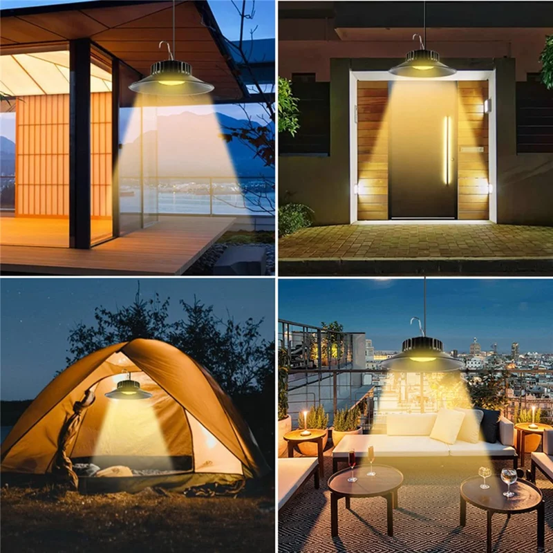 TS-S4401 Waterproof Solar Pendant Light for Outdoor Patio 3 Color Temperatures Garage Lamp with Remote Control