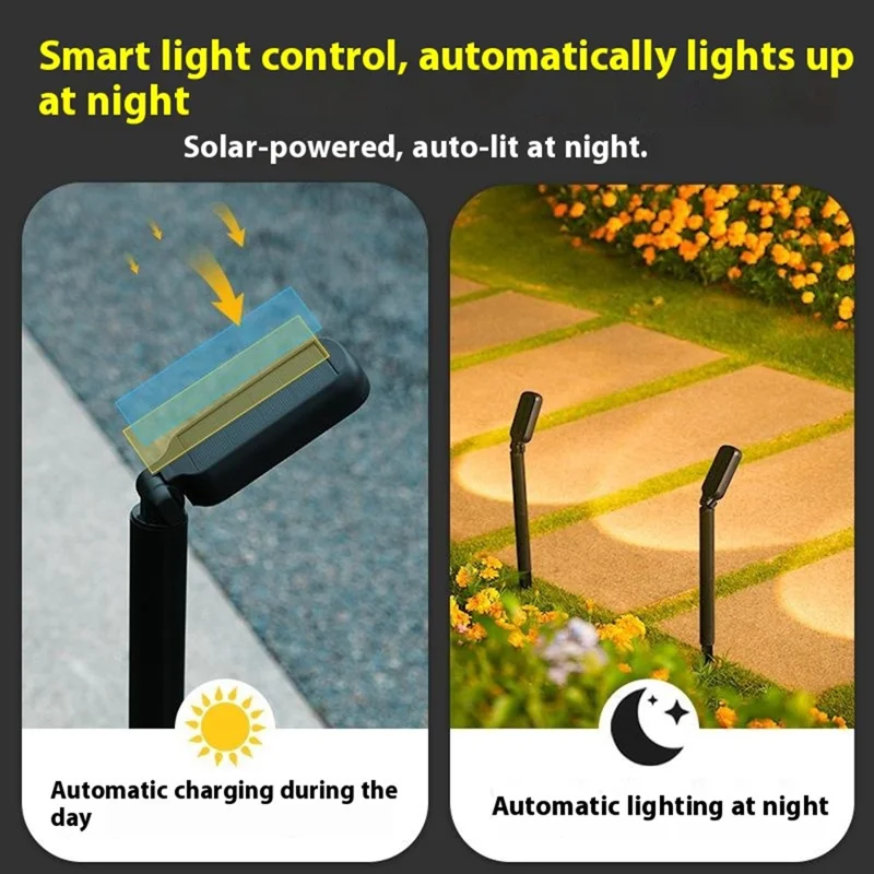 Solar Powered Lawn Light 120 Degree Adjustable Outdoor Garden Stake Spotlight Landscape Decorative Lamp