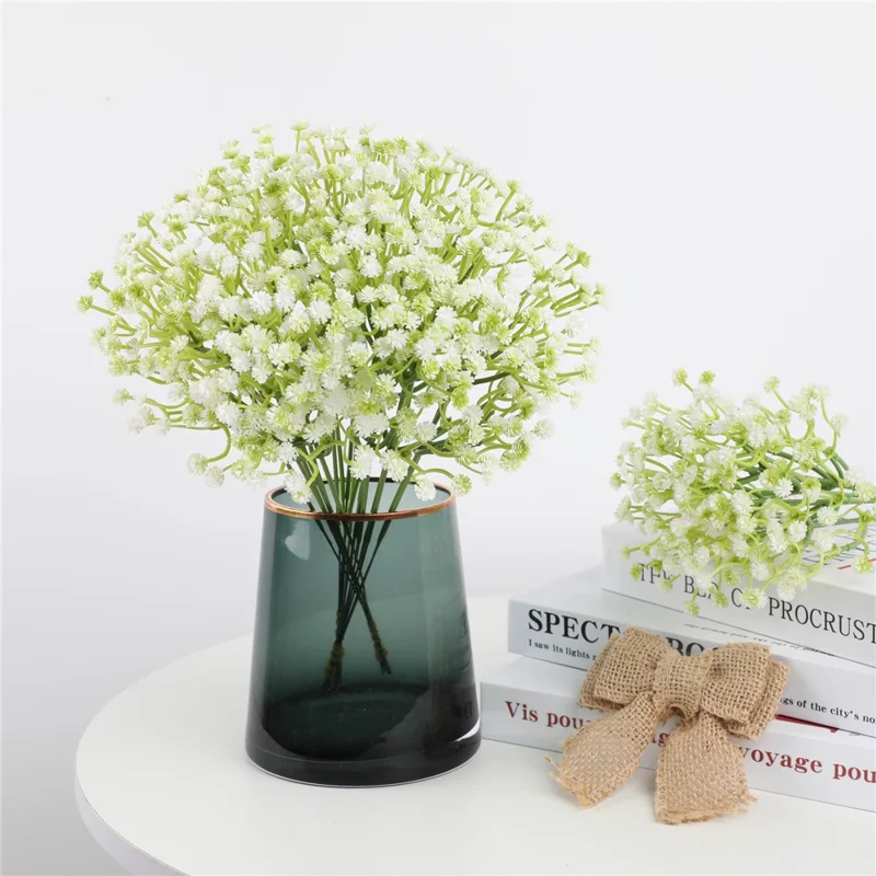 6Pcs Artificial Gypsophila for Wedding Home Decoration Realistic Plastic Flowers DIY Arrangement - White
