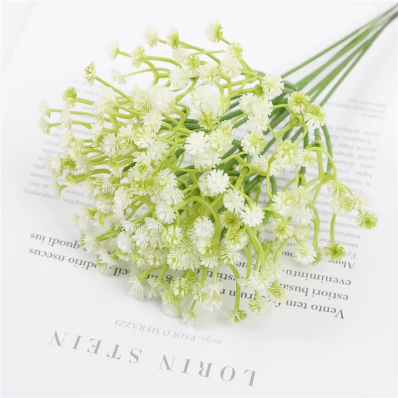 6Pcs Artificial Gypsophila for Wedding Home Decoration Realistic Plastic Flowers DIY Arrangement - White
