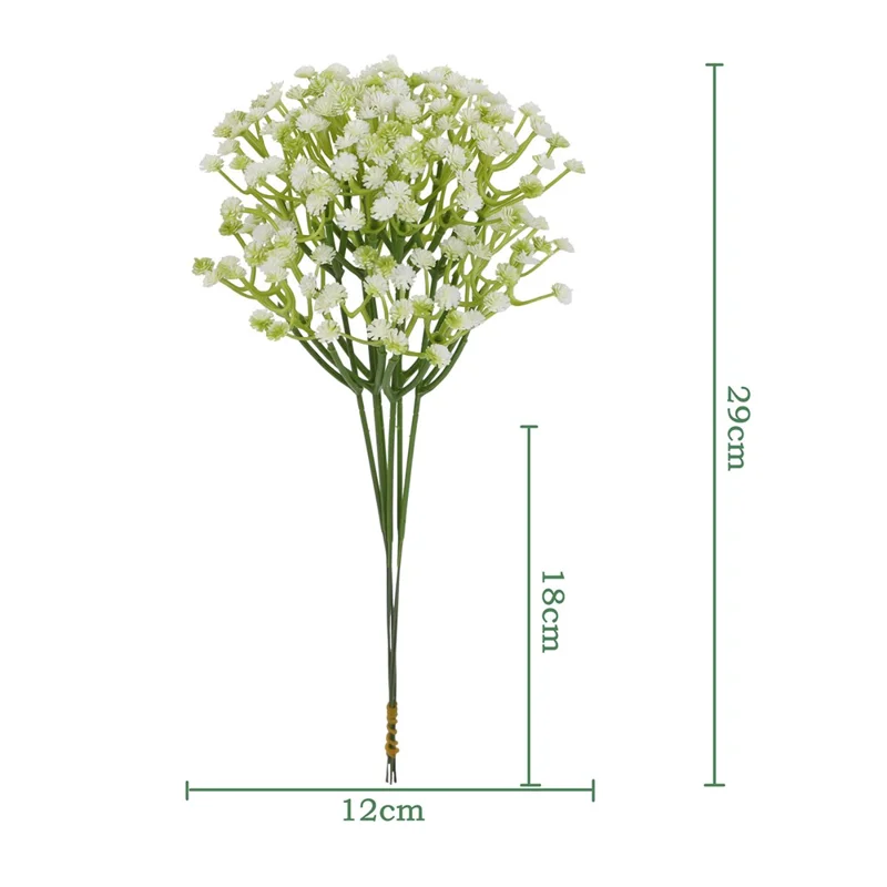 6Pcs Artificial Gypsophila for Wedding Home Decoration Realistic Plastic Flowers DIY Arrangement - White