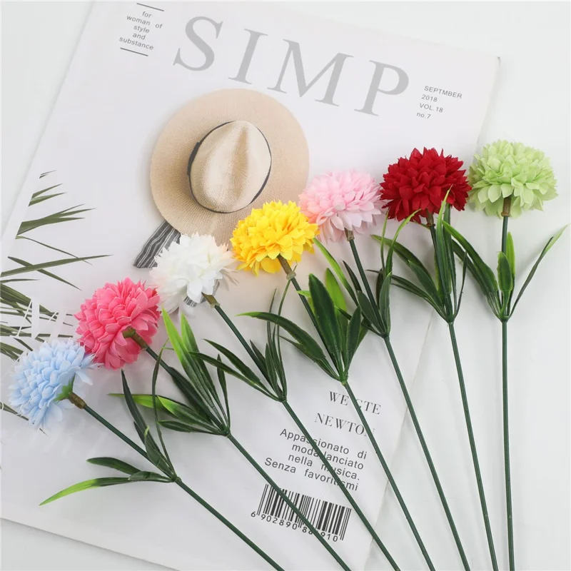 6Pcs Artificial Chrysanthemum Balls Flowers Silk Flower Bouquet for Wedding Decor Stage Props Table Centerpieces - Pink