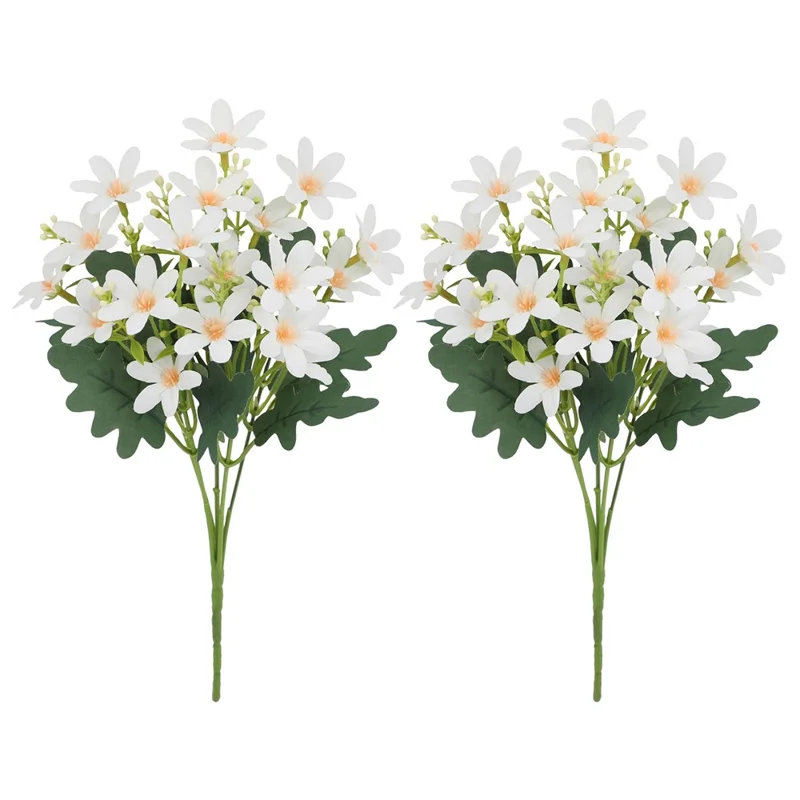 2Pcs Artificial Chrysanthemum Bouquet Fake Flowers Arrangement Wedding Party Decoration - White