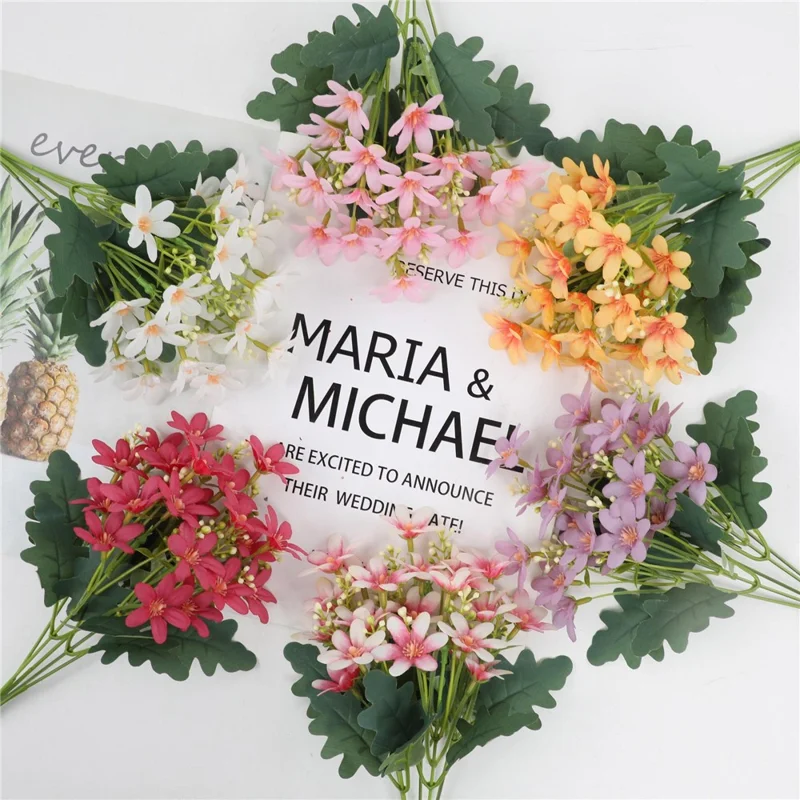 2Pcs Artificial Chrysanthemum Bouquet Fake Flowers Arrangement Wedding Party Decoration - White