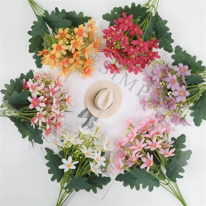 2Pcs Artificial Chrysanthemum Bouquet Fake Flowers Arrangement Wedding Party Decoration - White