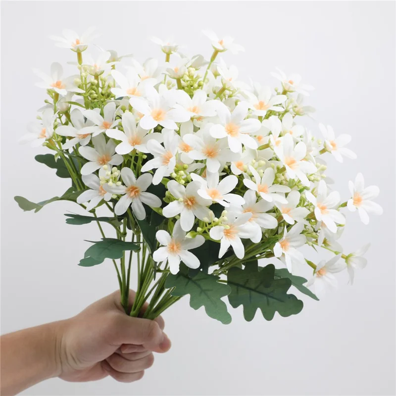 2Pcs Artificial Chrysanthemum Bouquet Fake Flowers Arrangement Wedding Party Decoration - White