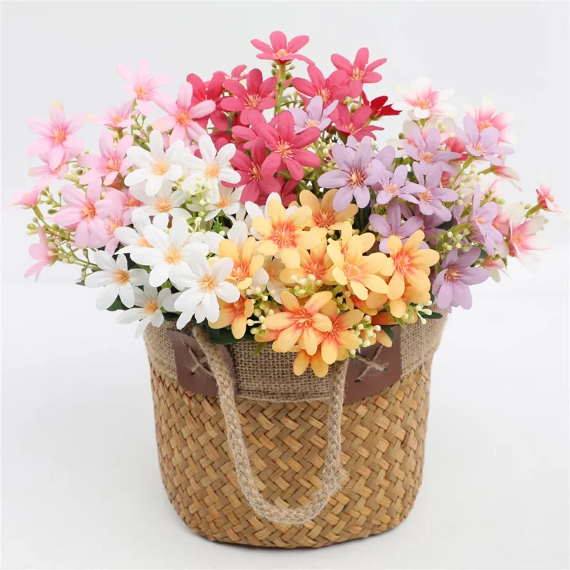 2Pcs Artificial Chrysanthemum Bouquet Fake Flowers Arrangement Wedding Party Decoration - White