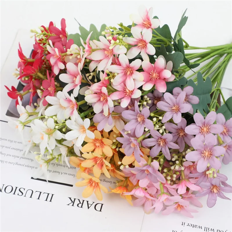 2Pcs Artificial Chrysanthemum Bouquet Fake Flowers Arrangement Wedding Party Decoration - White