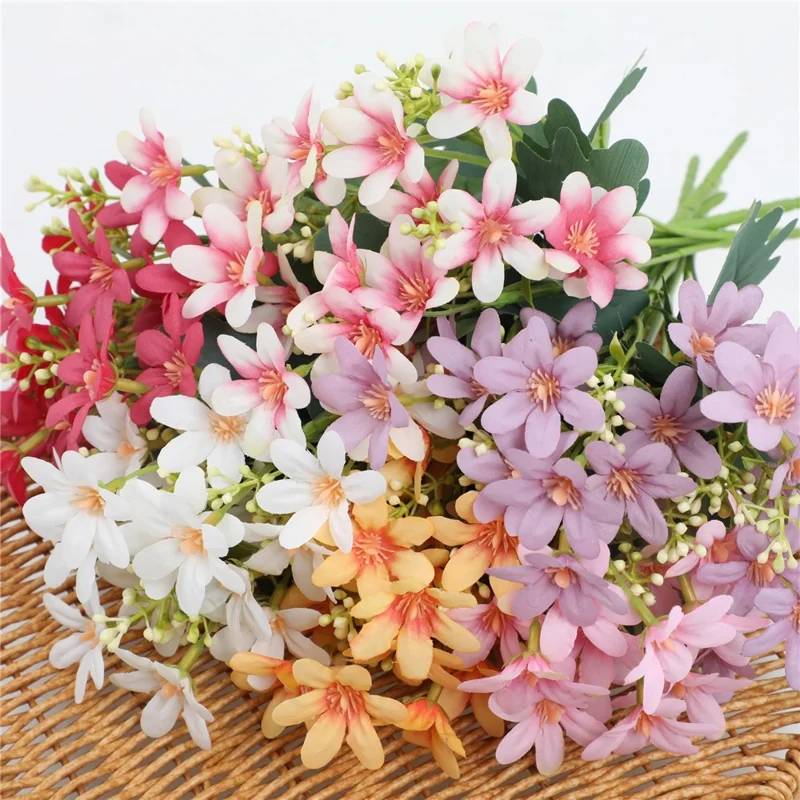 2Pcs Artificial Chrysanthemum Bouquet Fake Flowers Arrangement Wedding Party Decoration - White