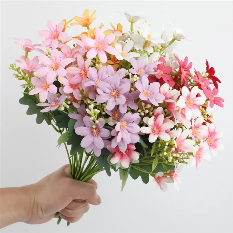 2Pcs Artificial Chrysanthemum Bouquet Fake Flowers Arrangement Wedding Party Decoration - White