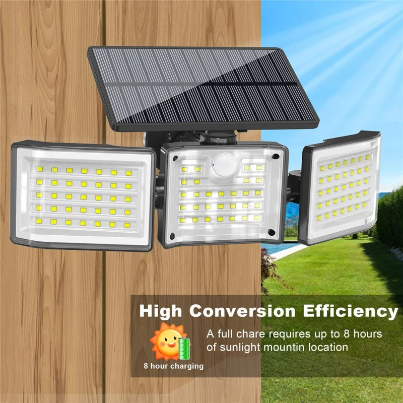 YY-20993 Solar Powered 3-Head Motion Sensor Light 99 LED Wall Lamp Outdoor Security Light for Garden / Yard / Pathway
