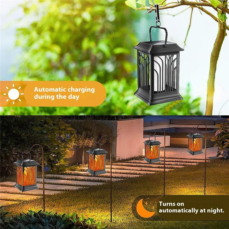 YY-91006C Solar Powered Light Flame Effect Lantern Garden Lawn Lights Decorative Landscape Lamp Outdoor Waterproof