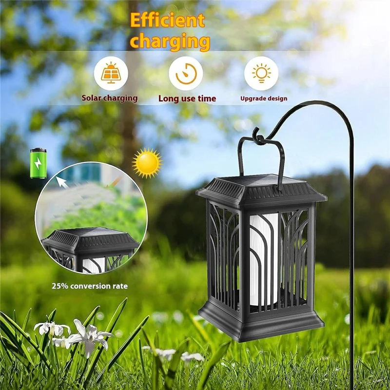 YY-91006C Solar Powered Light Flame Effect Lantern Garden Lawn Lights Decorative Landscape Lamp Outdoor Waterproof