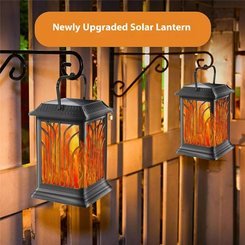 YY-91006C Solar Powered Light Flame Effect Lantern Garden Lawn Lights Decorative Landscape Lamp Outdoor Waterproof