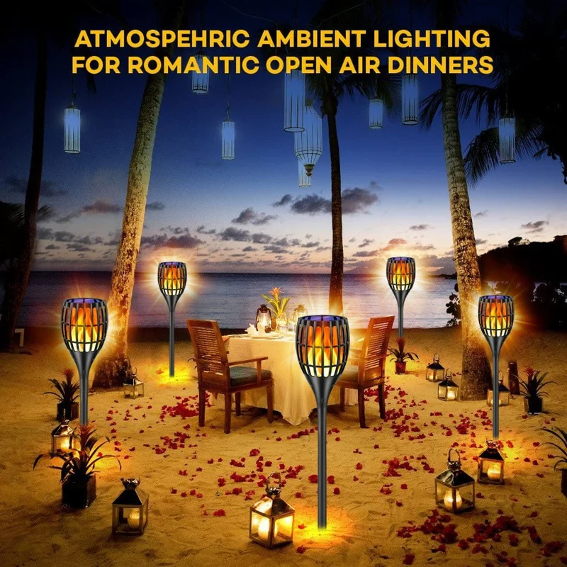 YY-9605-1B IP65 Waterproof Solar Powered 96-LED Torch Light for Outdoor Garden Lawn Lamp with Flickering Flame Effect