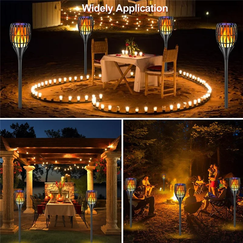 YY-9605-1B IP65 Waterproof Solar Powered 96-LED Torch Light for Outdoor Garden Lawn Lamp with Flickering Flame Effect