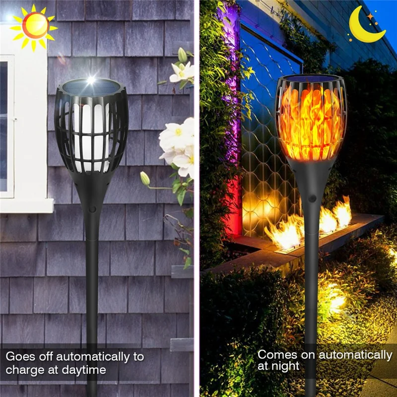 YY-9605-1B IP65 Waterproof Solar Powered 96-LED Torch Light for Outdoor Garden Lawn Lamp with Flickering Flame Effect