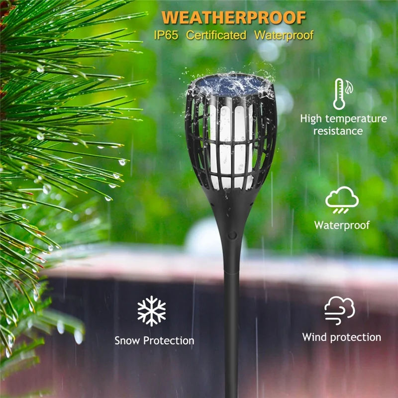 YY-9605-1B IP65 Waterproof Solar Powered 96-LED Torch Light for Outdoor Garden Lawn Lamp with Flickering Flame Effect