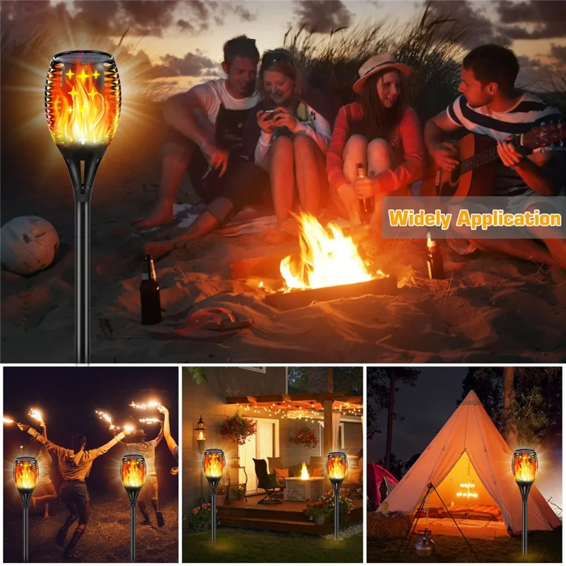 YY-9605-1C 96-LED Solar Powered Torch Light for Outdoor Garden Flickering Flame Effect Waterproof Lawn Lamp