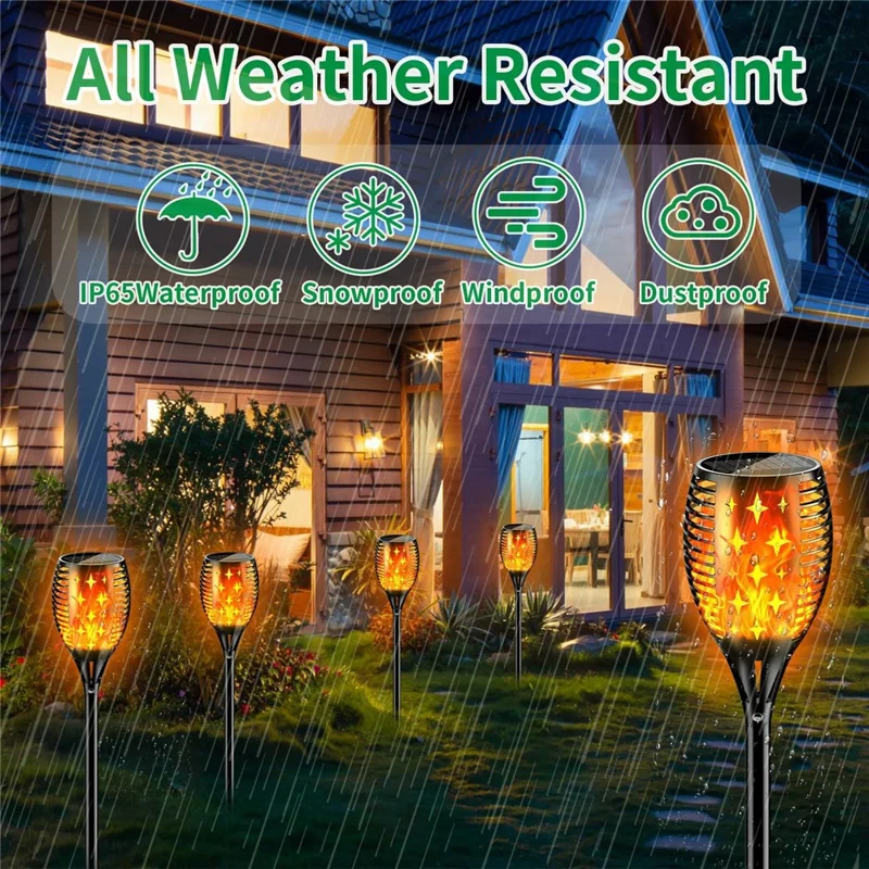YY-9605-1C 96-LED Solar Powered Torch Light for Outdoor Garden Flickering Flame Effect Waterproof Lawn Lamp