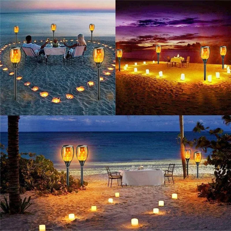 YY-9605-1C 96-LED Solar Powered Torch Light for Outdoor Garden Flickering Flame Effect Waterproof Lawn Lamp